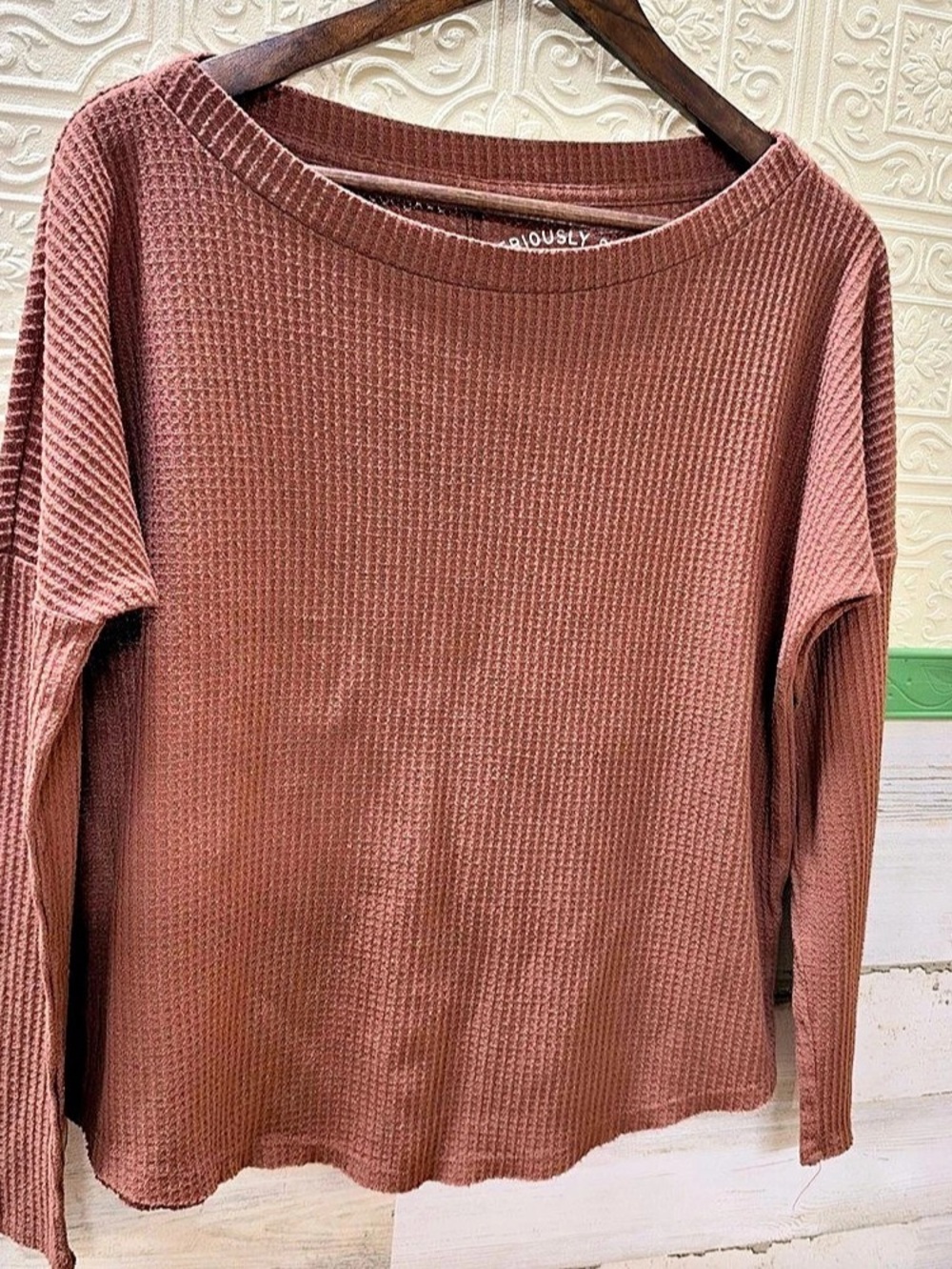 Aeropostale Seriously Soft Perfect Waffle Tee Waffle Long Sleeve Tee in Brown